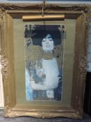 A print, after Gustav Klimt, Judith, 80 x 40cm, plus frame and glazed