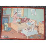 A print, La malade, the patient, 52 x 70cm, plus frame and glazed