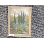 An oil painting, E M Windle, landscape, signed and dated, 1941 and attributed verso, 17 x 12cm, plus