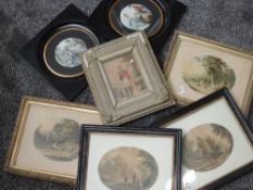 A selection of prints, inc, after Le Blond, landscapes, C19th, 14 x 17cm, each plus frame and