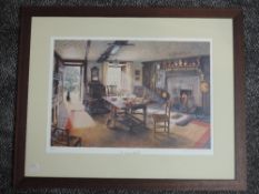 A Ltd Ed print, after Stephen Darbishire, Tea Time at Hill Top, 1995 National Trust centenary,