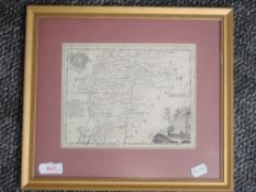 A map, Kitchin, Westmoreland, C18th, 17 x 22cm, and a map Westmorland, attributed to Roque, C18th,
