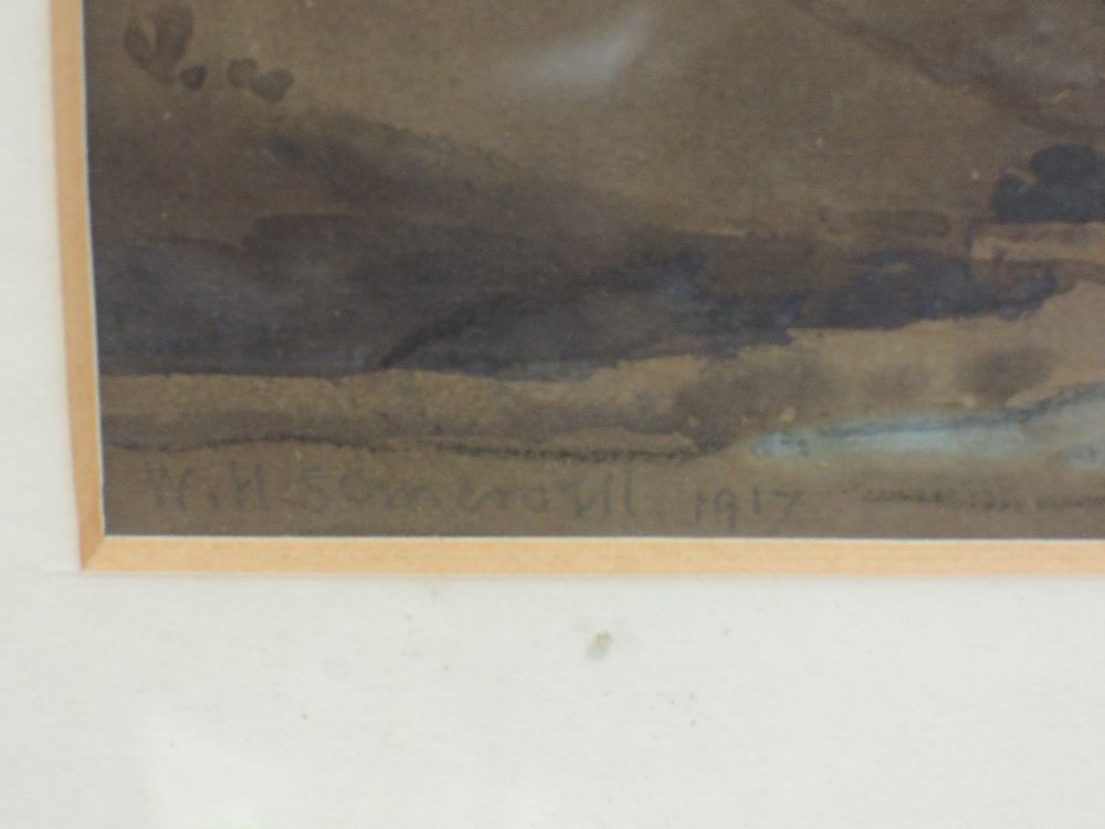 A watercolour, W H Somervell, sepia landscape, indistinctly signed and dated 1917, 24 x 34cm, plus - Image 3 of 9