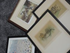 A Ltd Ed print, hares, indistinctly signed, and num 52/500, 16 x 19cm, a print, after Ridgwell,