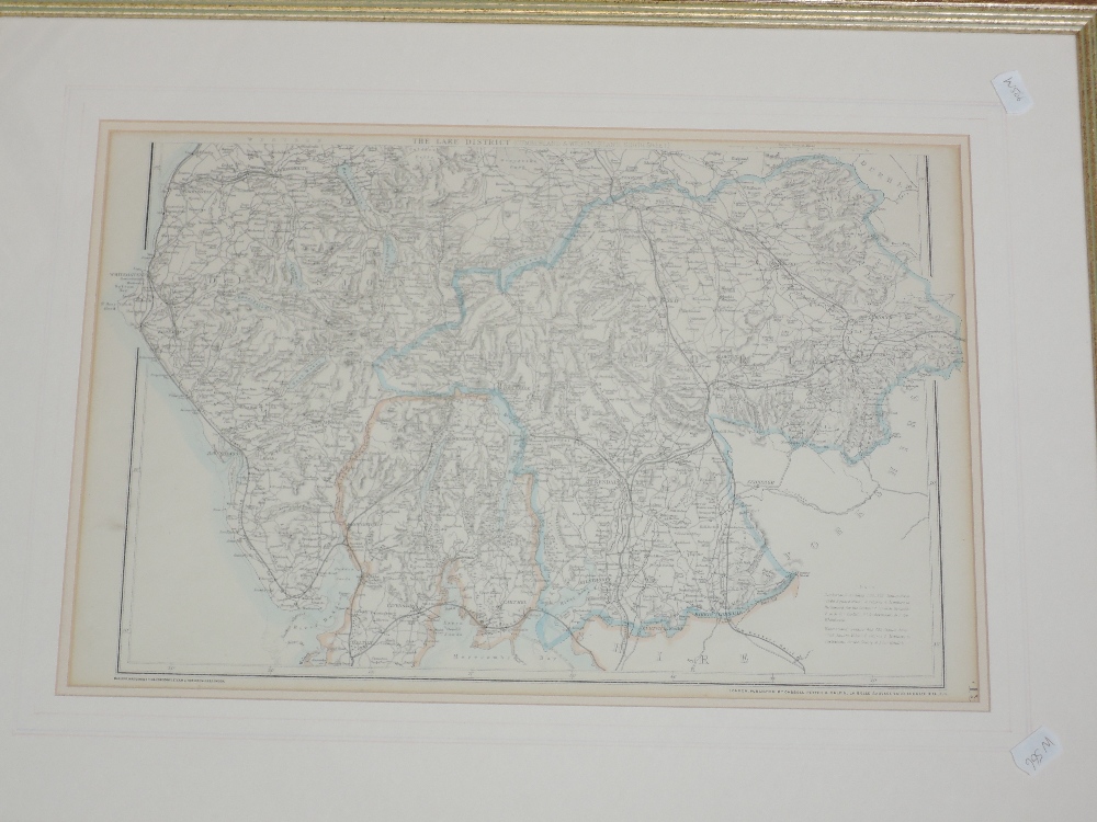 A map, The Lake District, published Casell, Peter Calpin Ludgate Hill, C19th. Later coloured, 31 x