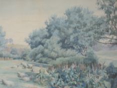 A watercolour, attributed to J J Pearson, Rural Essex Nr Ilford, initialled, 33 x 50cm, plus frame