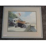 A watercolour, F W Porter, harbour view, signed, 28 x 36cm, plus frame and glazed