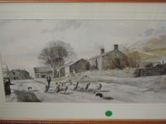 A print, after Alan Ingham, Down from the Hills, 39 x 72cm, plus frame and glazed