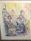 A pastel sketch, Robert Porter, Jazz Quartet, signed and attributed verso, 72 x 53cm, plus frame and