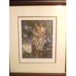 A Ltd Ed print, after, Steven Townsend, Long Eared Owl, signed and num 250/400, 28 x 22cm, plus