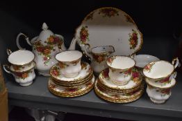 A part tea service by Royal Albert in the Old Country Roses design