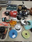 A selection of fishing reels ,line and more.