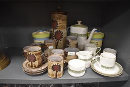 Two part coffee sets including a Briglin studio pottery set and Royal Doulton Rondelay