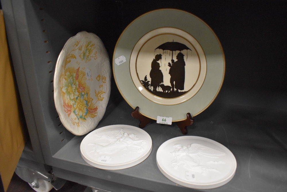 A selection of ceramics by Royal Copenhagen including two bisque plaques