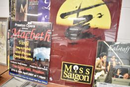 A selection of musical and theatre concert posters including Miss Saigon, Macbeth and Falstaff