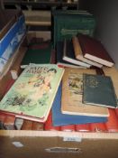 A box of vintage books including The water babies and classic novels.