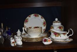 A selection of ceramics by Royal Albert in the Old Country Roses design