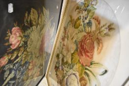 A pair of late Victorian framed floral embriodery