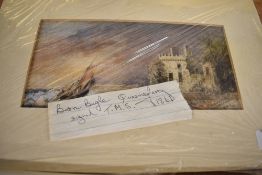 A small water colour depicting Barn Bugle Queens Ferry TMS 1961