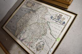 A vintage print of Saxtons map of Westmorland and Cumbria.