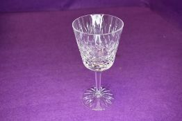 A set of eight clear cut crystal wine glasses by Thomas Webb