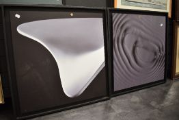 Two large black and white abstract prints