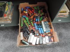 A box of playworn Ertl Thomas The Tank Engine Models, approx 50