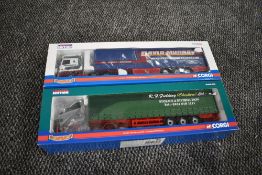 Two Corgi limited edition 1:50 scale diecasts, Daf XF Curtainside, David Murray Transport Ltd