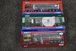 Three Corgi limited edition 1:50 scale Hauliers of Renown diecast, SJ Barge Ltd mirrors and cert