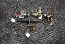 Four miniature engines, French Eclair c1948, British 1950's Mills 1.3, Japanese Enya 40 and American