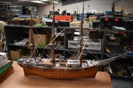 A hand built wooden Galleon Ship named Ema Luisa having extensive rigging decoration