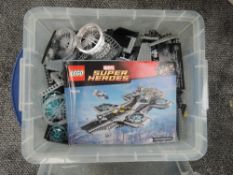 A box containing Lego Marvel Super Heroes Avengers Helicarrier Set 76042 with the instruction