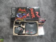 A Atari Jaguar 64 Bit Interactive Multimedia System with Cybermorph cartridge, power supply and