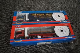 Two Corgi limited edition 1:50 scale diecasts, Daf XF Curtainside, Grampian Maclennans CC13233 and