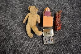 A selection of mixed toys toys comprising 1950's Straw Filled Yellow Plus Teddy Bear having