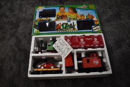 A Lehmann LGB G scale Toy Train Starter Set having 0-4-0 loco, two wagons and track, in original box