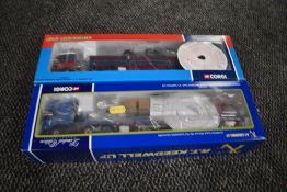 Two Corgi limited edition 1:50 scale diecasts, Renault Flatbed Crane Trailer, RT Keedwell Ltd