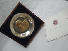 A 1974 limited edition Churchill Centenary Trust commemorative silver plate having gold plated