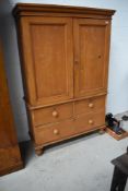 A Victorian pine linen press of nice proportions, approx height 175cm, width 113cm