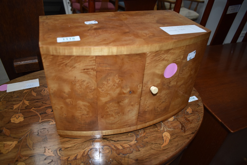 A birds eye maple stationery box, having fitted mahogany interior, width approx 33cm