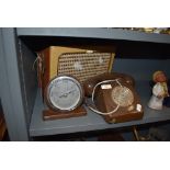 A selection of hardware including brown telephone and portable radio