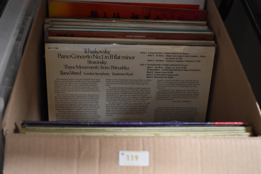A collection of LP records including Chinese classical albums and orchestral.