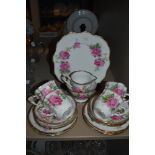 A vintage part royal Stafford tea set in the Berkley rose design.