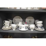 Two part tea services including Royal Grafton and Susie Cooper Glen Mist