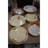 A mixed lot of ceramics including fruit sets, strainers and bon bon dish, Noritake and crown Ducal
