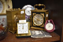 Five clocks or watches including President mantle clock and a Sekonda stop watch