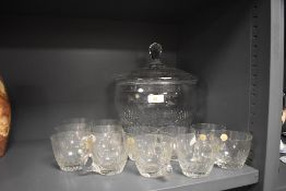 A Spiegelau Kristall glass punch bowl and cup set