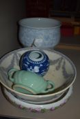 A selection of ceramics including hand decorated ginger jar