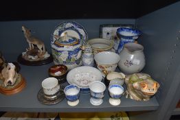 A selection of ceramics including Carlton ware Royal Rouge and studio pottery items including frog