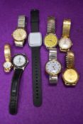 A selection of wrist watches including Enicar, Sekonda, Lorus etc